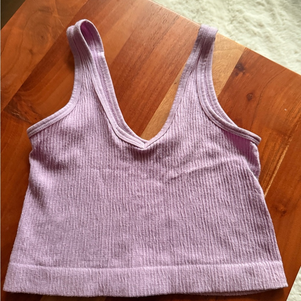Anthropologie soft pink ribbed bralette / crop top M